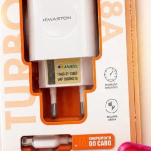 Carregador de celular:  Turbo H’Maston 48A 2 USB com Cabo Lightning – Carga Rápida